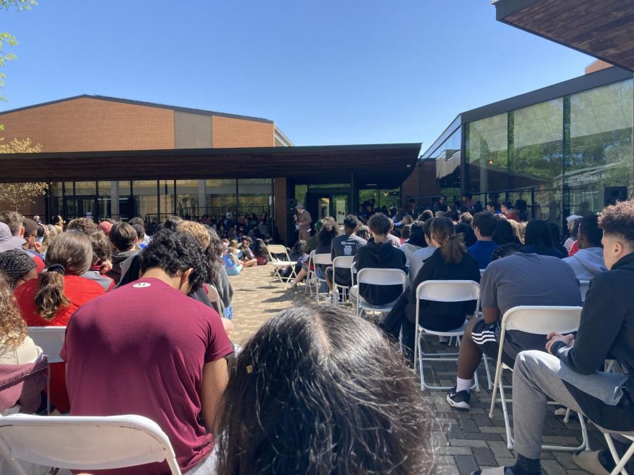 Students attended a school-wide Meeting for Worship to celebrate Founders Day. Photo: Anya Vedantambe 24. 