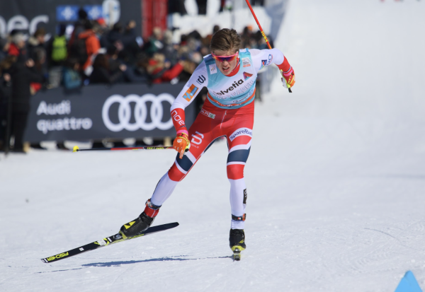 Klaebo won the individual sprint, team sprint, 20-kilometer skiathlon, 10 kilometer individual race, the 50 kilometer mass start and the 4x7.5 kilometer relay.