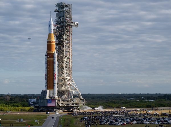 Thousands gathered at Cocoa Beach, Florida, to watch the rocket launch. 
